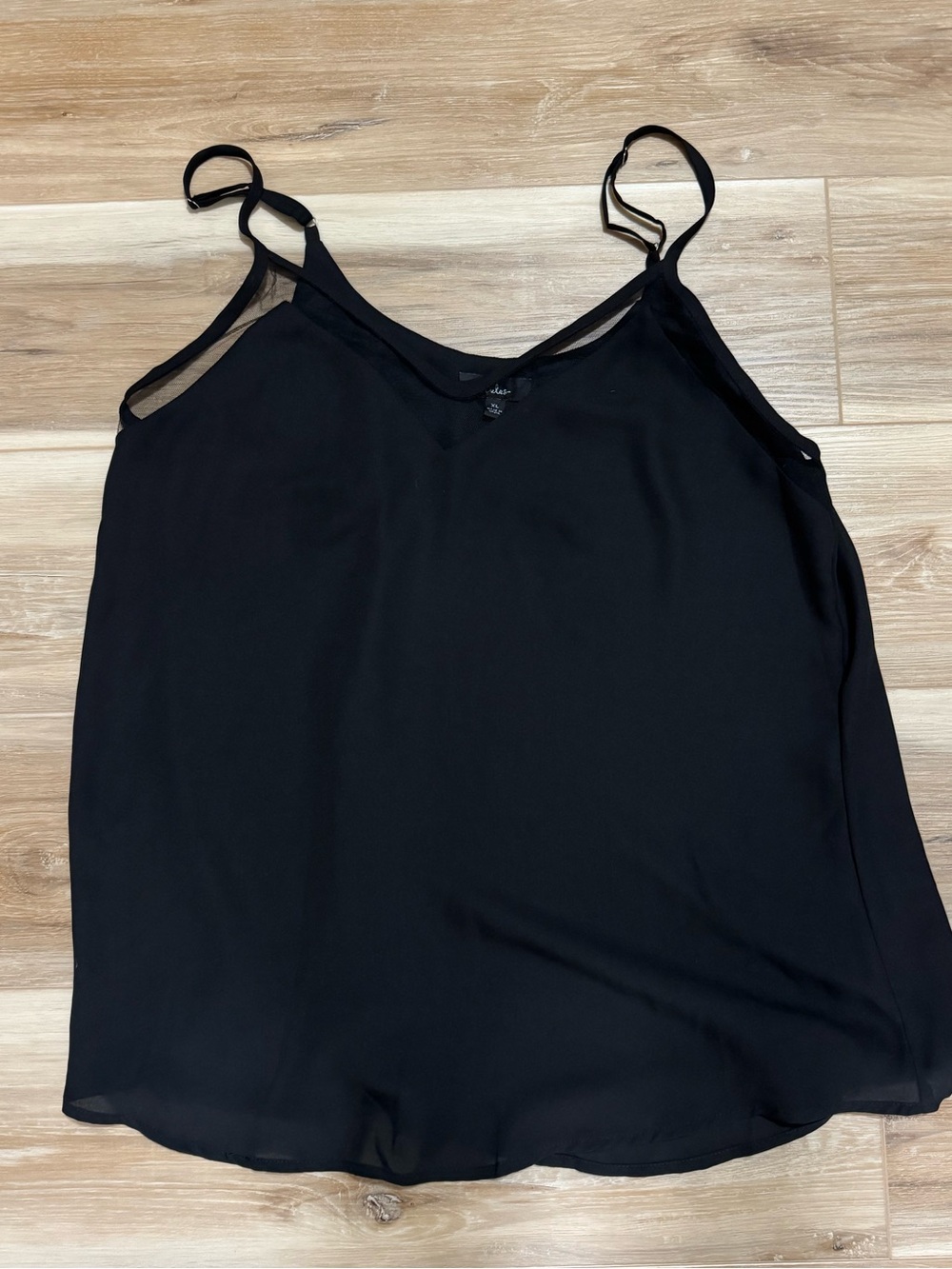 Lulus Sweet Fling Black Mesh Inset Camisole Tank Top XL